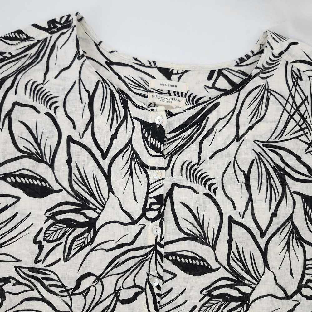 Christian Siriano Womens Botanical Linen Tunic XXL Lagenlook Resort Tropical